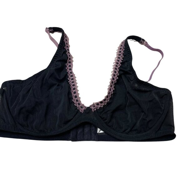 Gilligan & O'Malley Bra Size 40C Black Pink Lace Push-Up Underwire Sheer Mesh - Picture 1 of 6